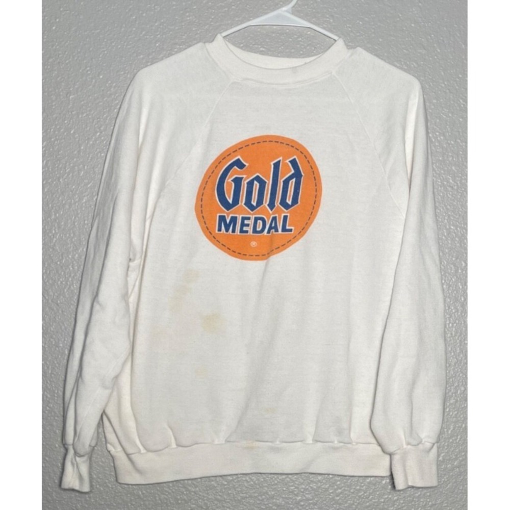Vintage Gold Medal Flour Sweatshirt‎ Sportswear XL White Crew Neck Made in USA